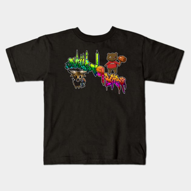 Bulls VS Bears Graff Full Kids T-Shirt by Destro